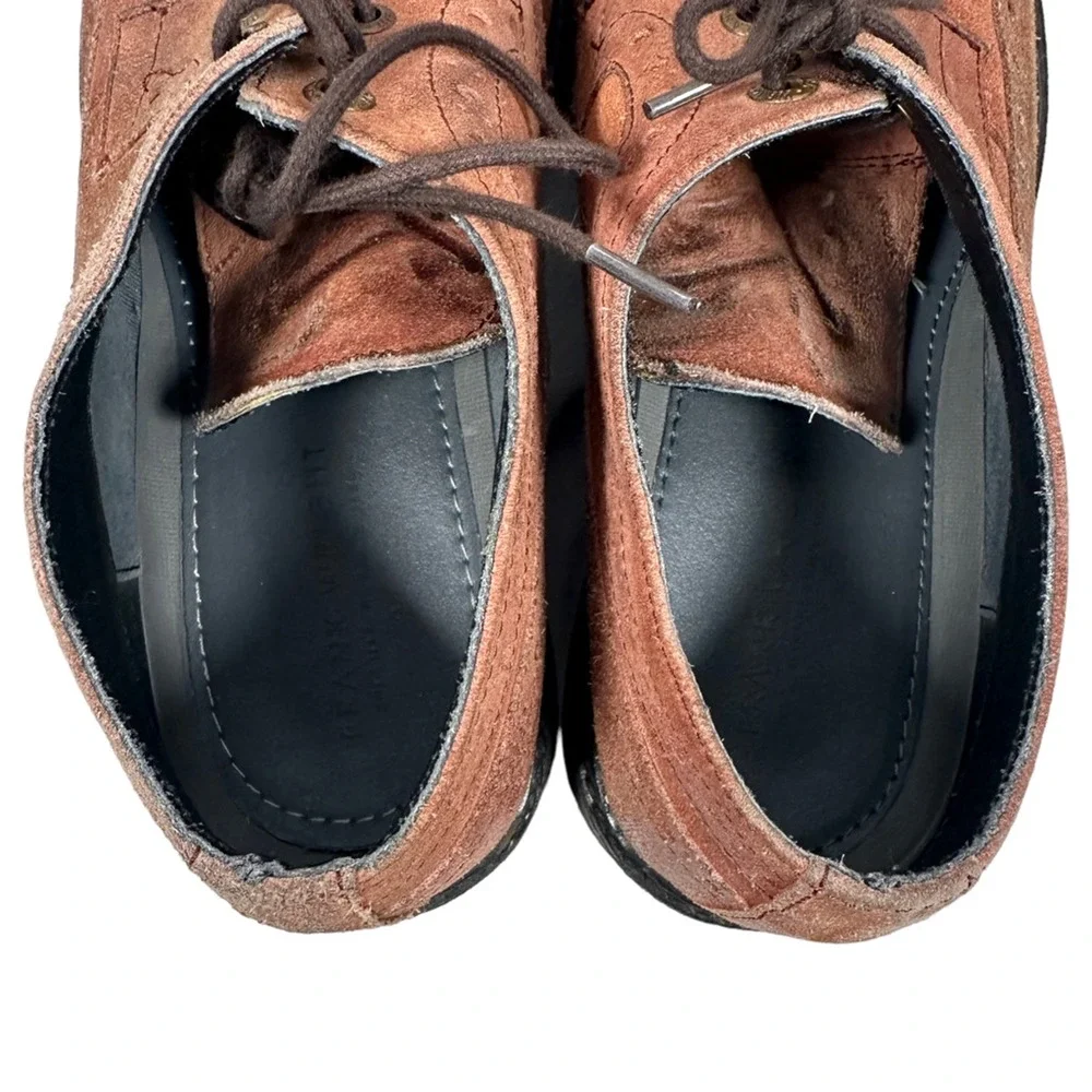 Frank Wright Baird Derby Dress Shoes Mens 12 Brown Suede‎ Wingtip Brogue Lace Up
